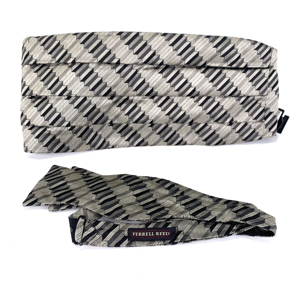 Ferrell Reed Nordstrom Silk Bow Tie and Cummerbund‎ Geometric Print (A6)